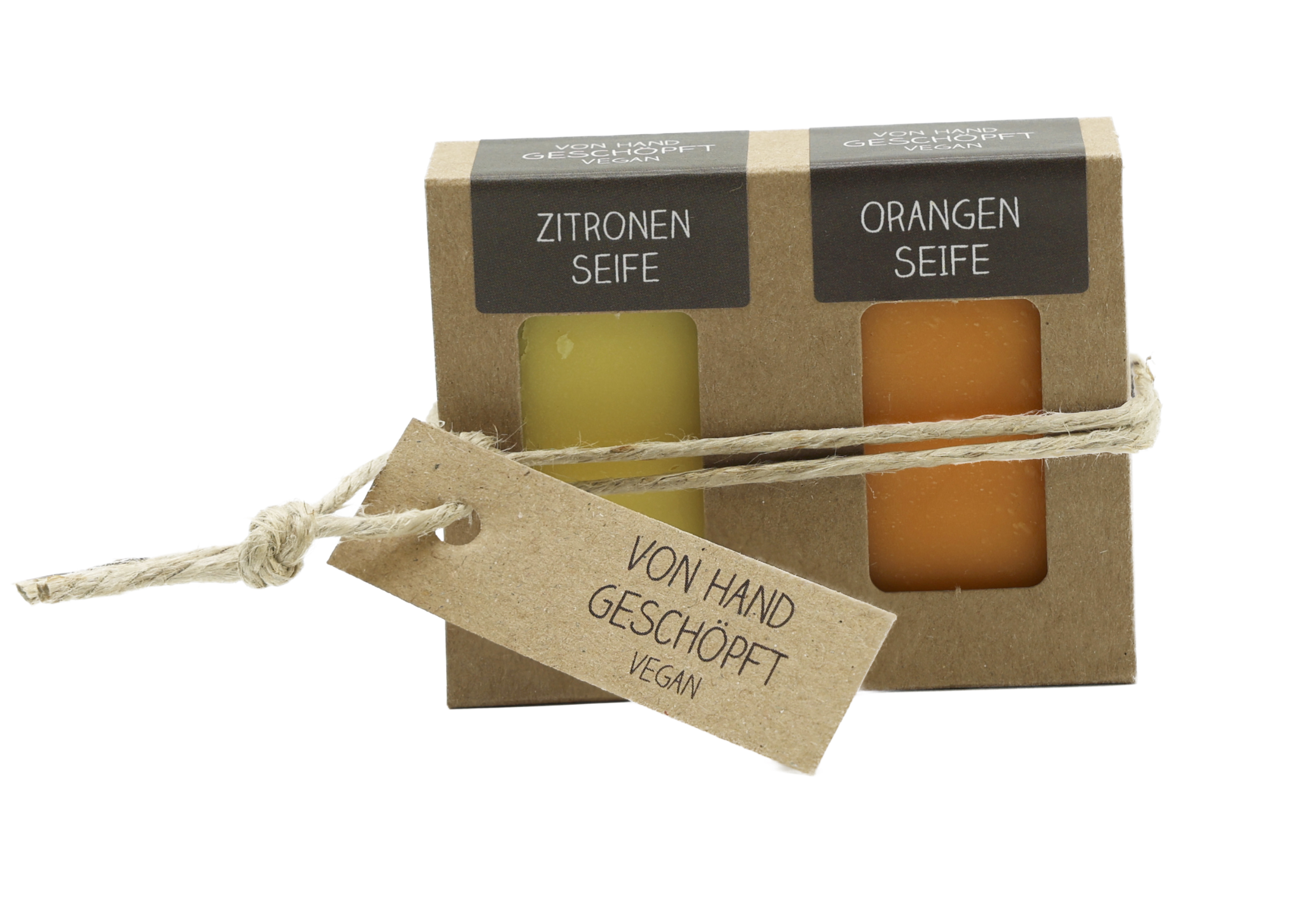 Mini-Seifen 2er-Set (Zitrone und Orange) = 50 g Seife)
