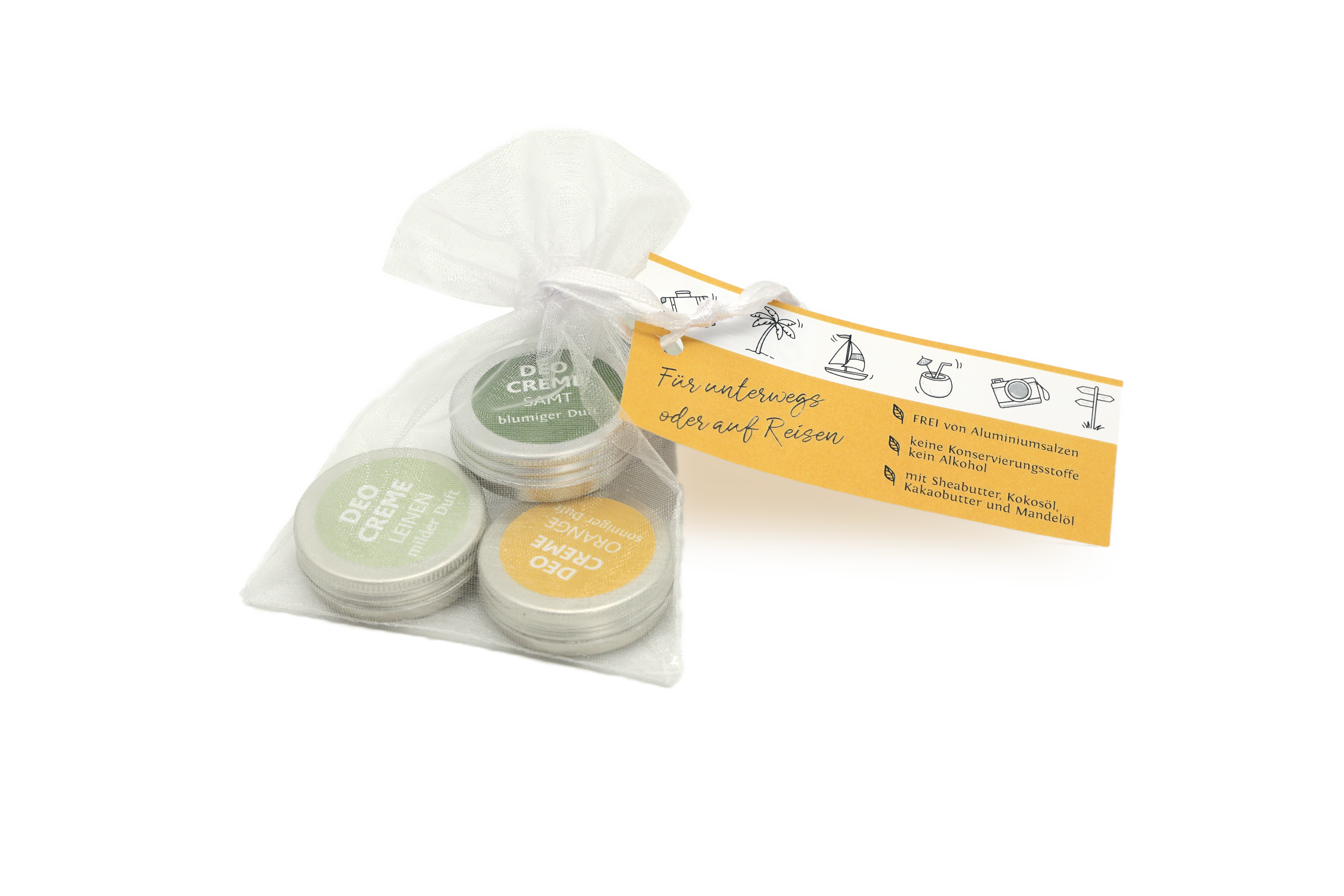 Deo Creme Reisegröße 3 x 10ml  (samt. leinen, orange)