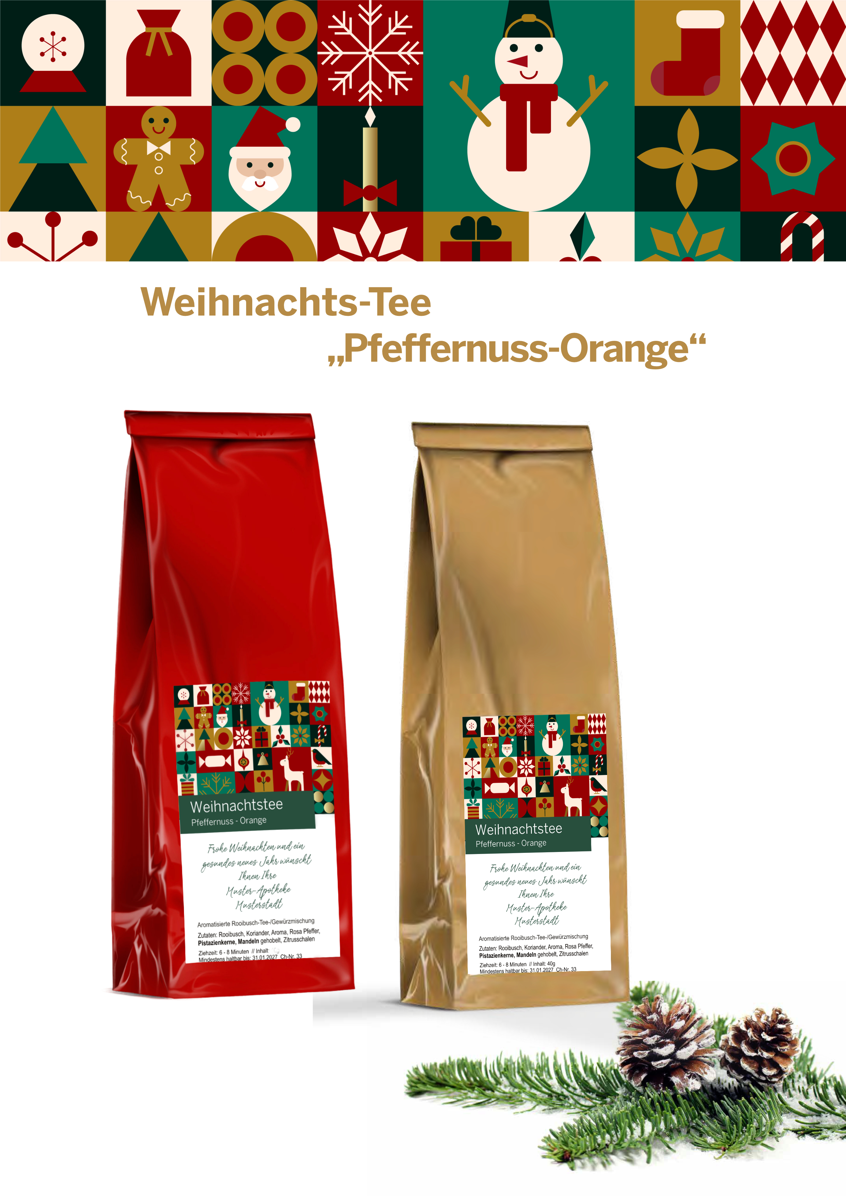 Weihnachtstee 75g - Rooibuschtee Pfeffernuss Orange