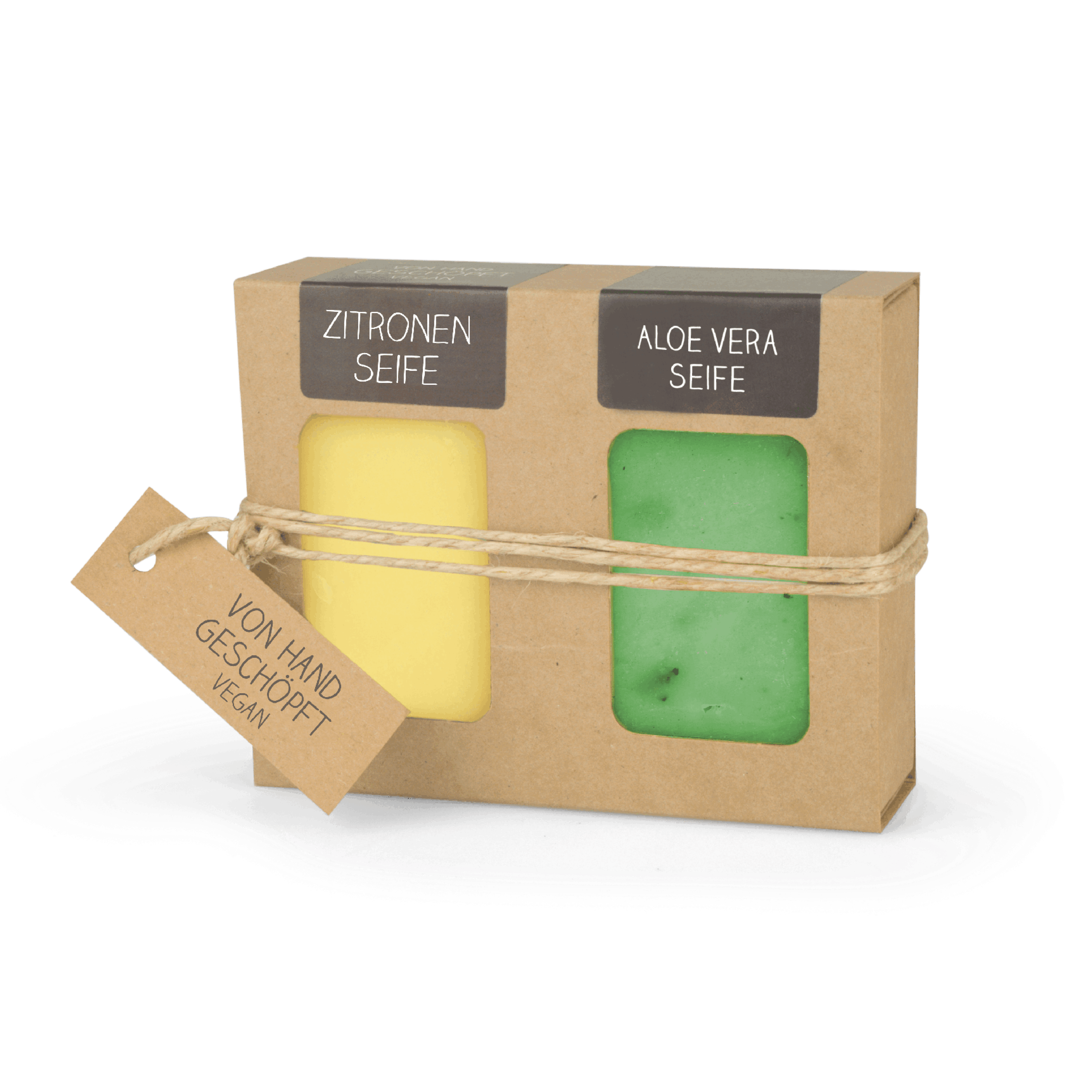 0524 Geschenkkarton mit 2 Seifen (2 x 100g: Aloe Vera & Zitrone)