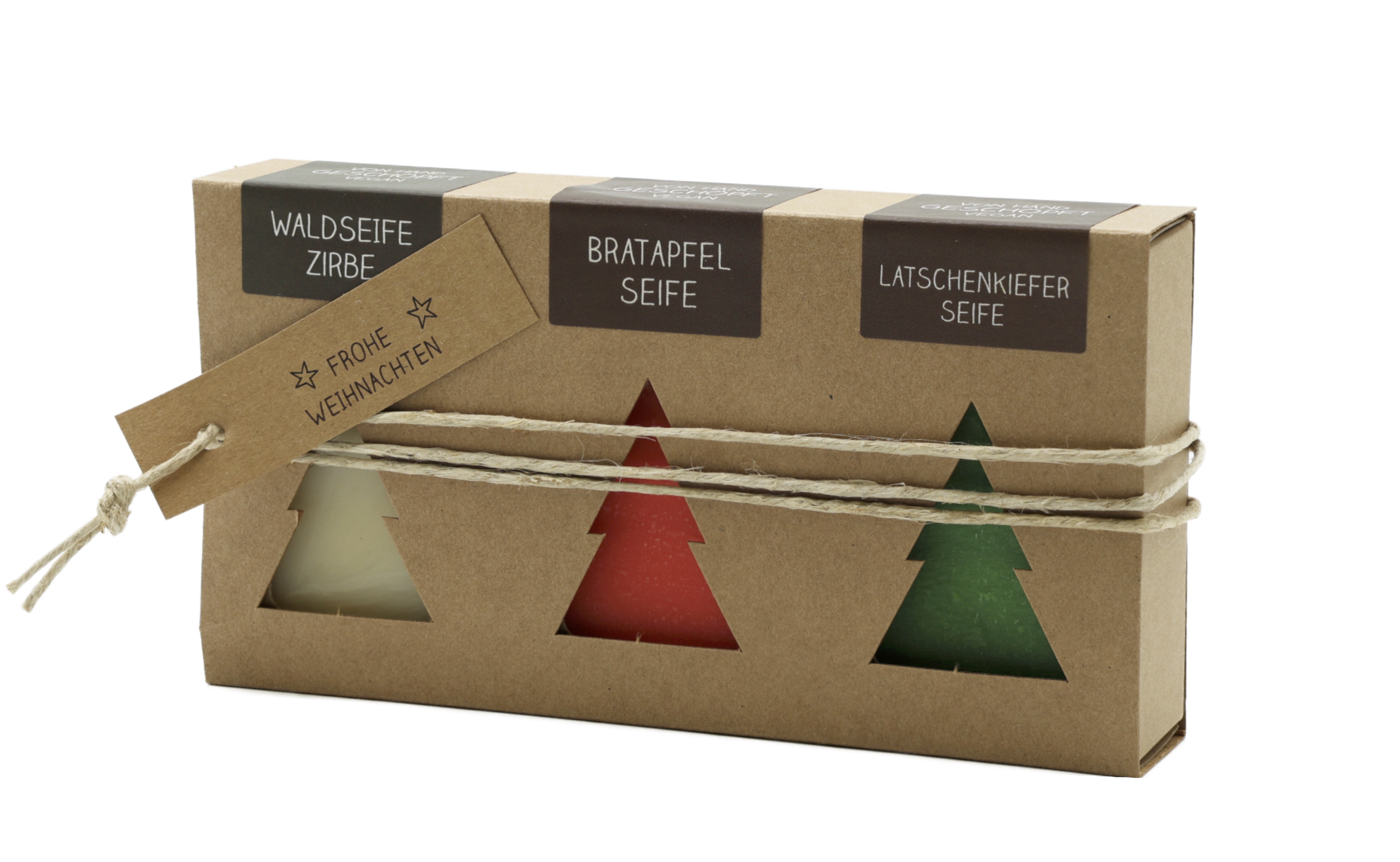 Geschenkkarton mit 3 Seifen handgeschöpft (3 x 100g)