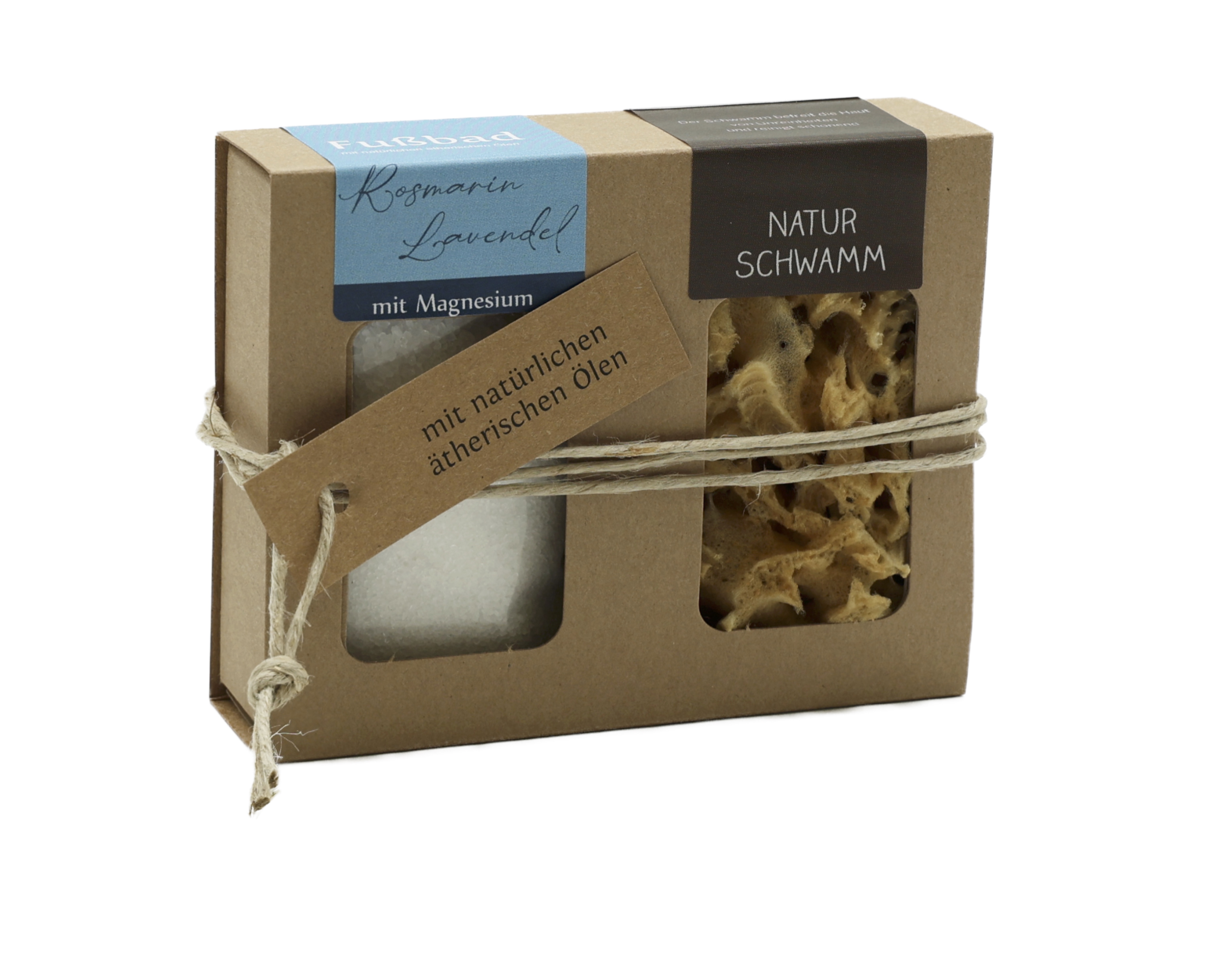 Geschenkkarton 100g Fußbadesalz + Naturschwamm
