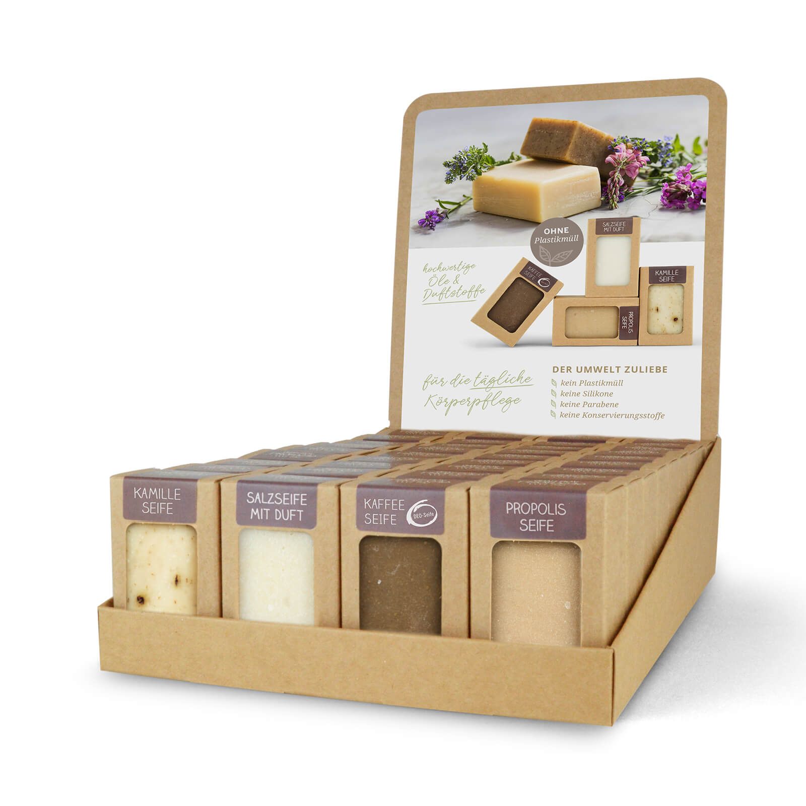 0620Wvhp4KieV3eWN Sortiment mit 36 Seifen 100 g (4 x 9 St.: Propolis, Kaffee, Salz mit Duft, Kamille)
