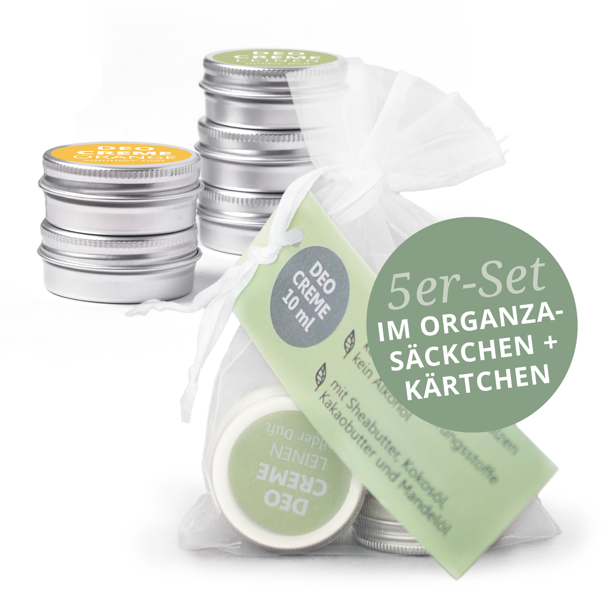 deo-5erset-organza Mini Deo Creme 10ml Impulsgröße im 5er-Set