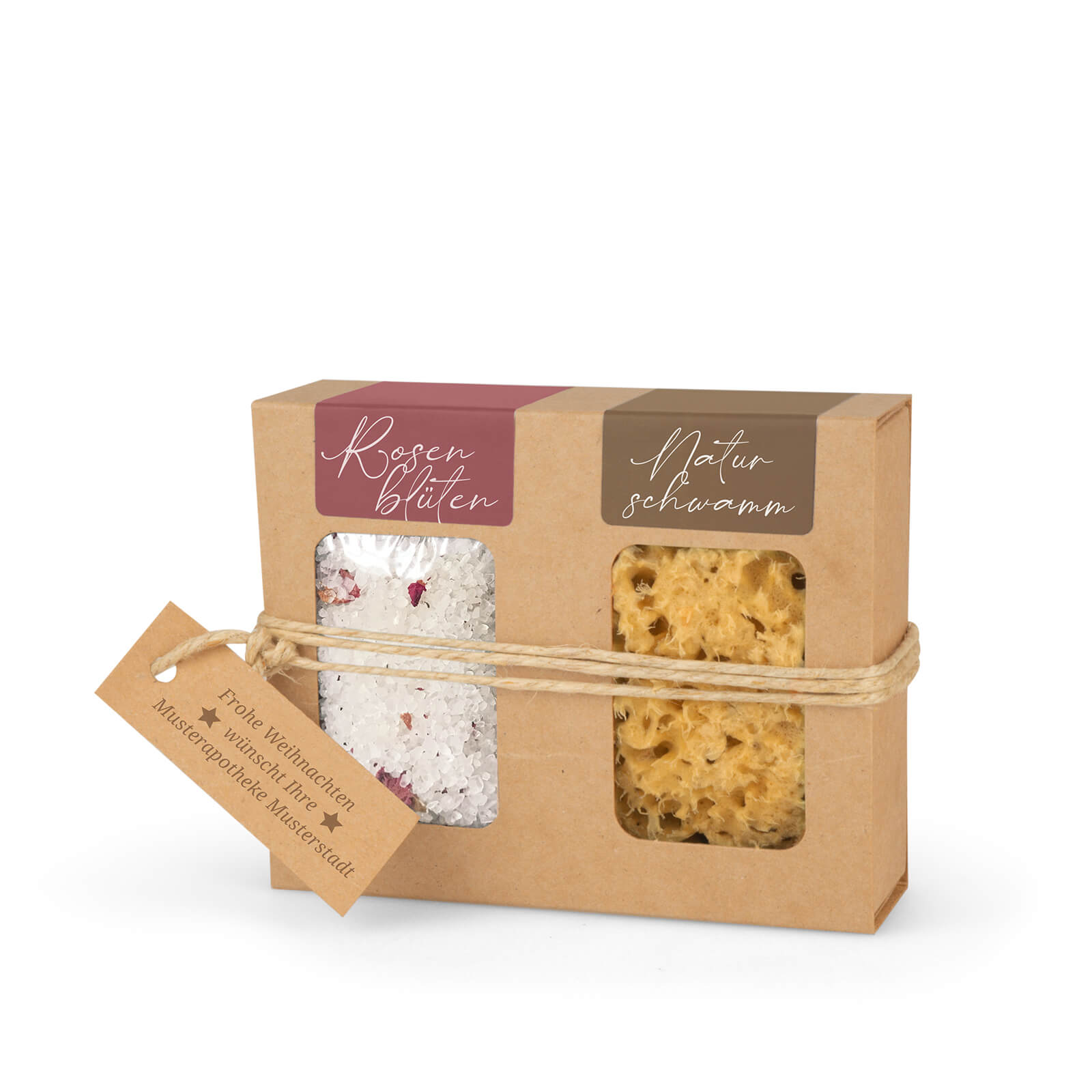0298 Geschenkkarton mit 100g Badesalz + Naturschwamm