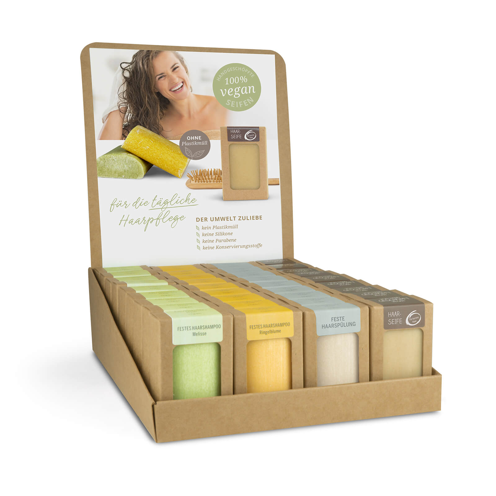 0636 Kombidisplay (Festes Haarshampoo, Feste Haarspülung, Haarseife)
