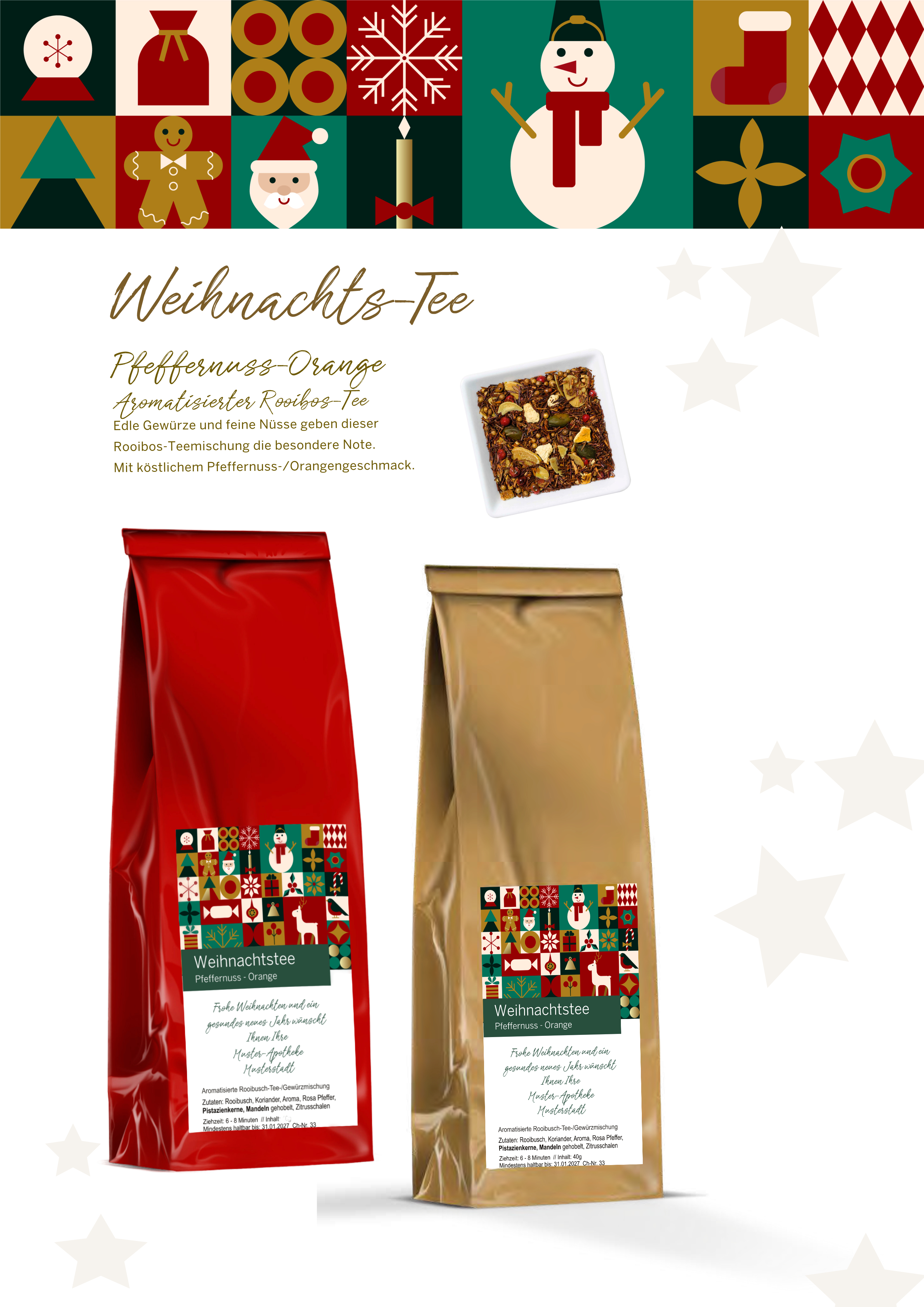 Weihnachtstee 40g - Rooibuschtee Pfeffernuss Orange