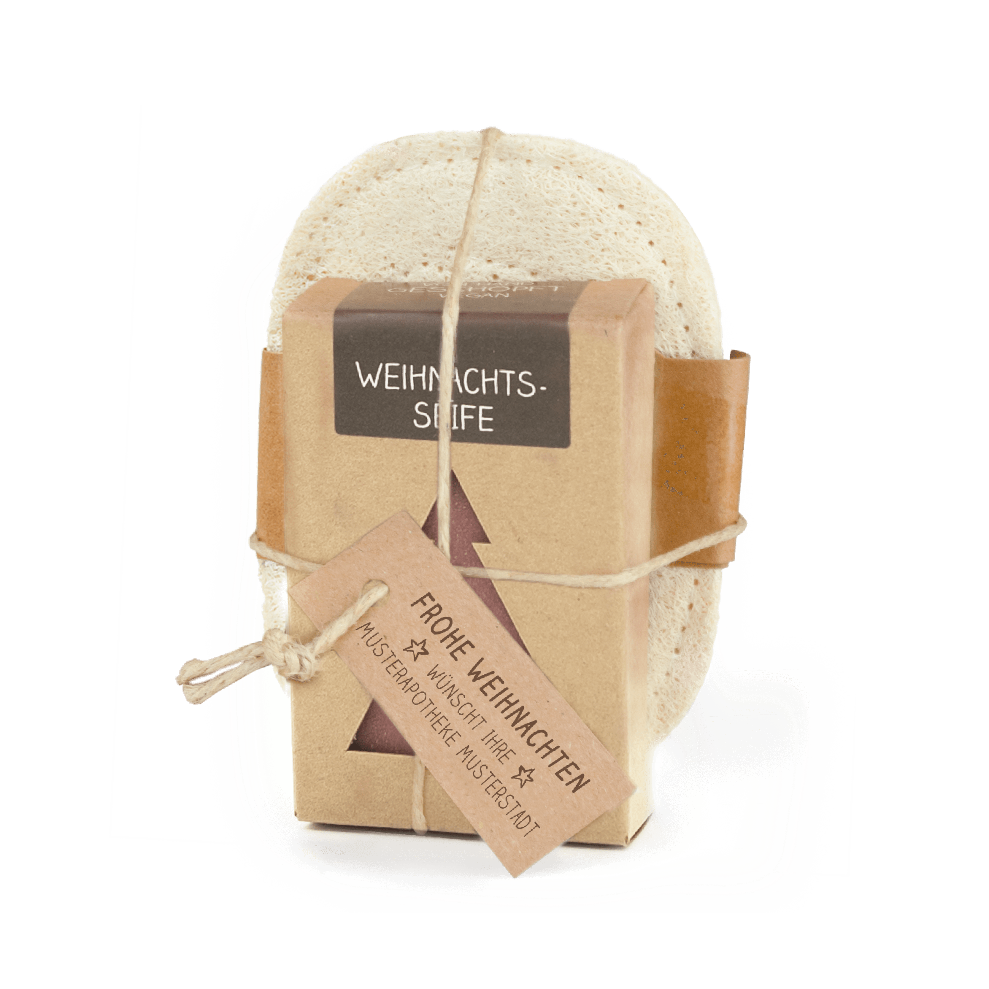 geschenkset_100g_seife_seifenablage_luffa Geschenkset mit 100g Seife + Seifenablage Luffa
