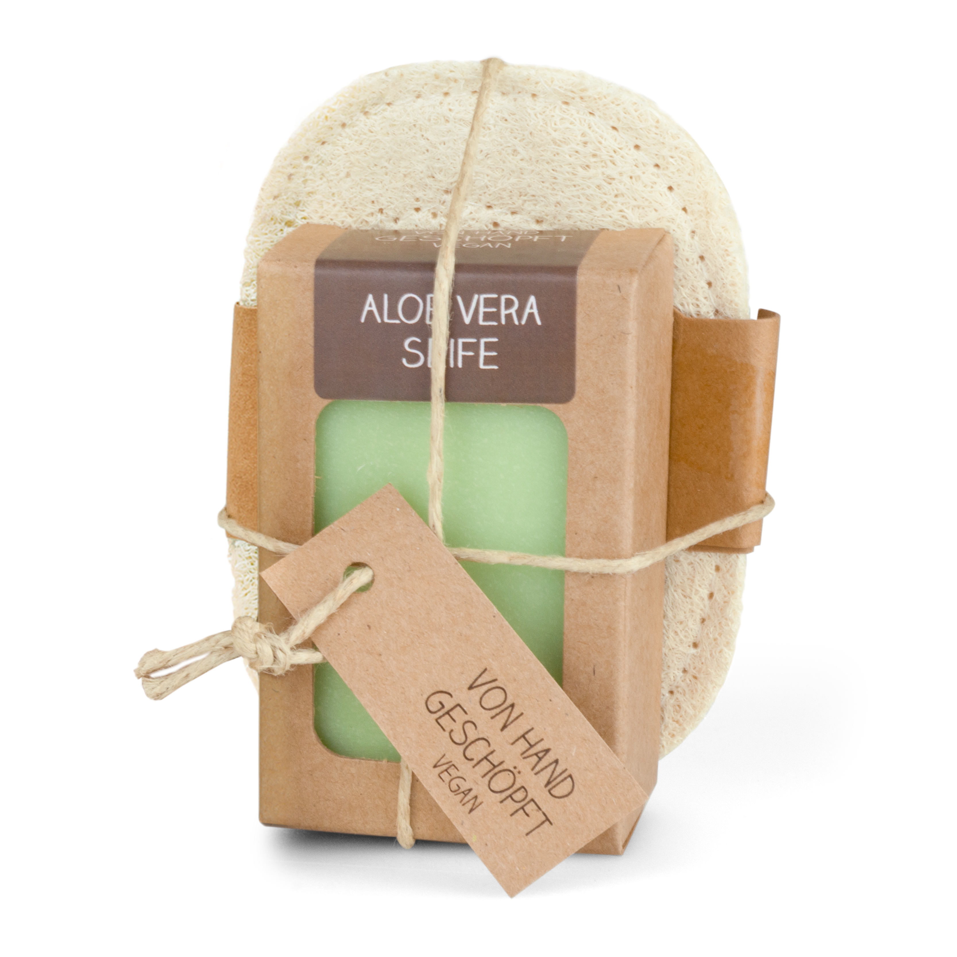 0422 Seifenablage aus geflochtenem Luffa (mit 100 g Seife)