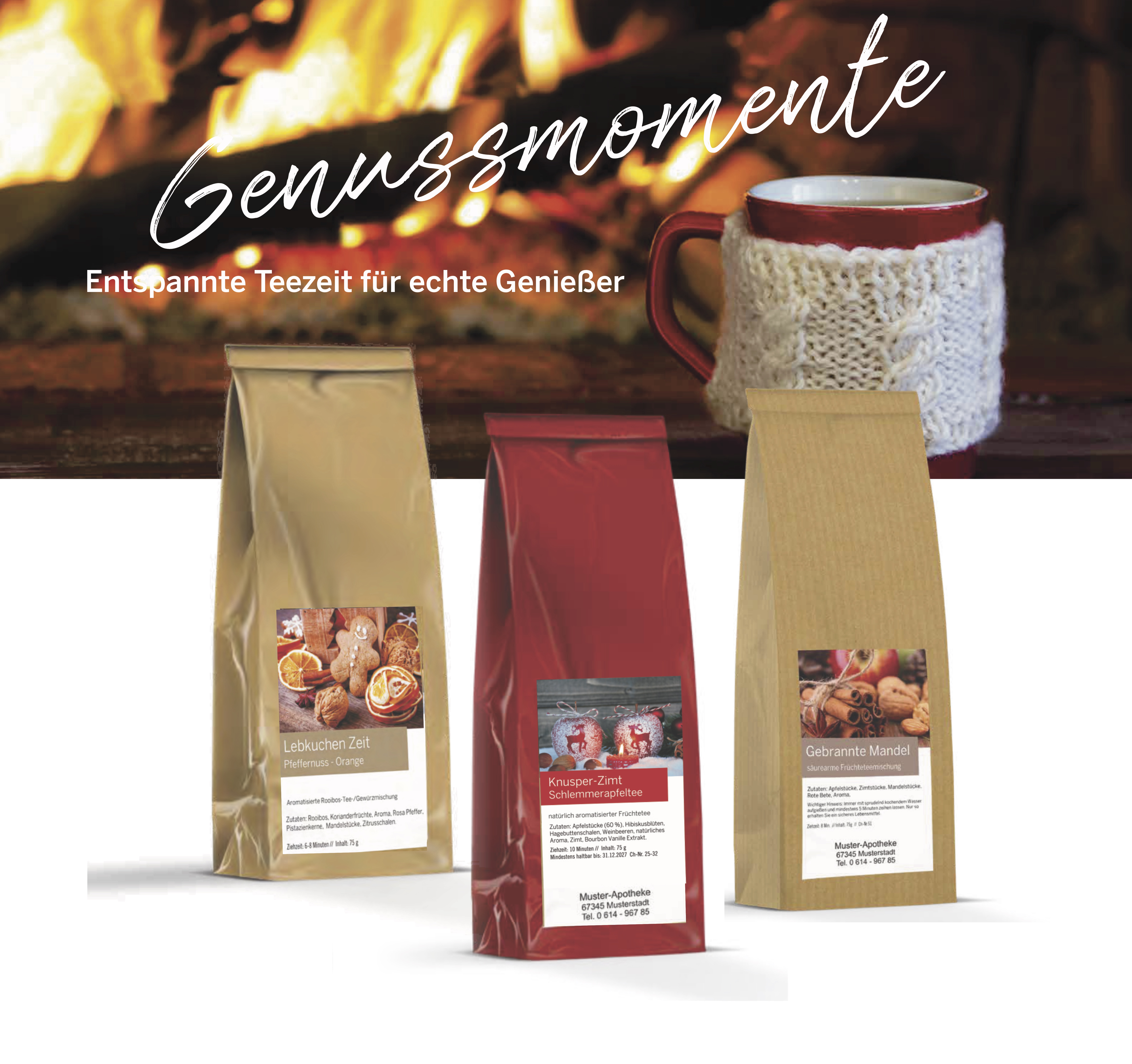 Tee-Sortiment Weihnachten (3 x 24 St.: Pfeffernuss Orange, Schlemmerapfel, Gebrannte Mandel)